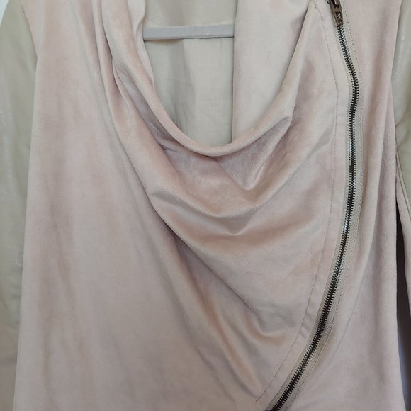 BlankNYC tan faux suede/faux leataher a-symmetrical zip jacket Medium - Picture 7 of 15